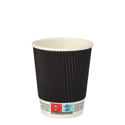 Kubek papierowy karbowany czarny ⌀ 80 mm 200 ml