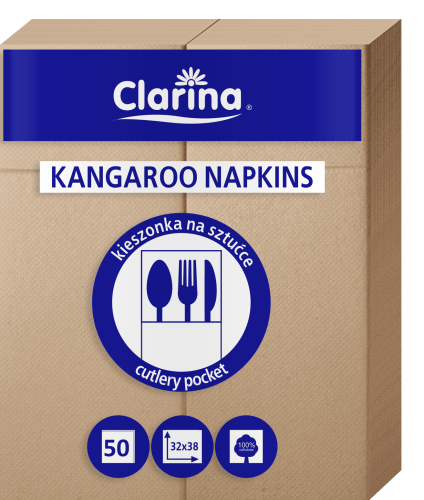 2-warstwowa serwetka brązowa z kieszonką 32 x 38 cm