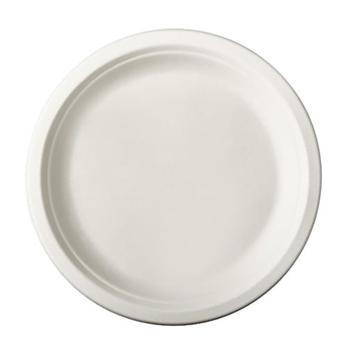 Talerz z trzciny cukrowej, biały, fi 23 cm