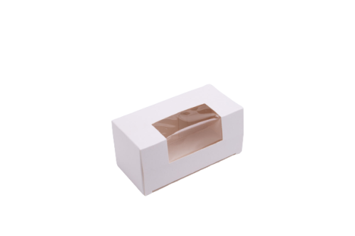 Pudełko na ciastka, makaroniki, z oknem - 10,5 x 4,5 x 4,5 cm