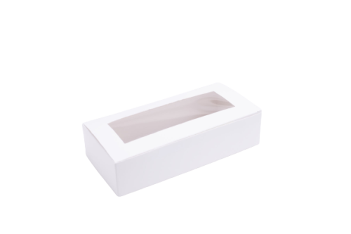 Pudełko na ciastka, makaroniki, z oknem - 20 x 9 x 4,5 cm