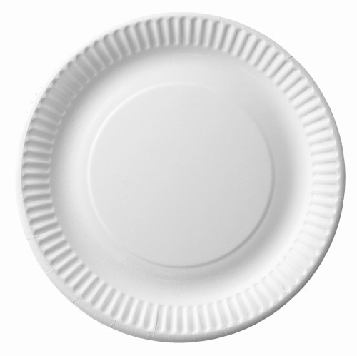 Talerz papierowy, biały, fi 18 cm