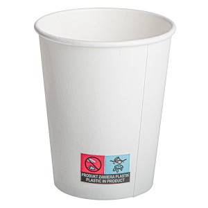 Kubek papierowy, jednowarstwowy, biały, fi 90 mm, 300 ml (paczka 50 szt.) 