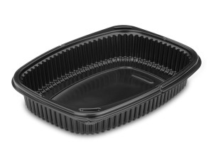 Pojemnik z PP, czarny - 25,5 x 19 x 4,5 cm, 1250 ml (paczka 40 szt.)