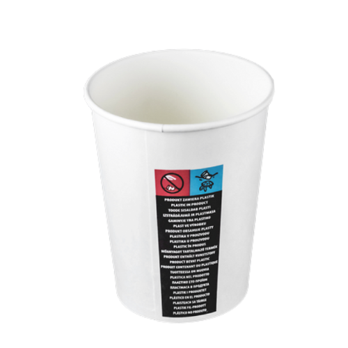 Kubek papierowy, jednowarstwowy, biały, fi 80 mm, 250 ml
