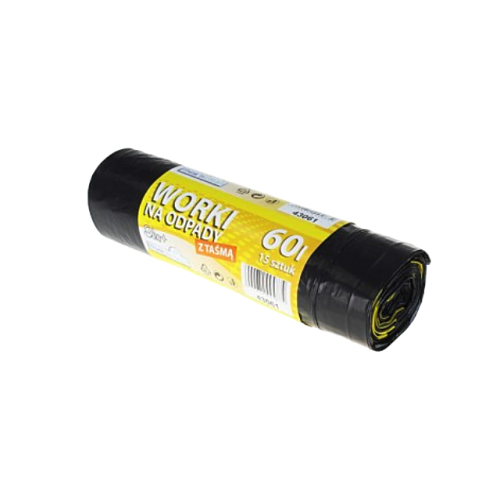 Worek na śmieci z folii LDPE z taśmą, 60 l