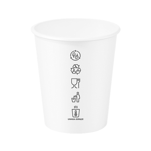 Kubek 100% papierowy, biały, fi 80 mm, 250 ml