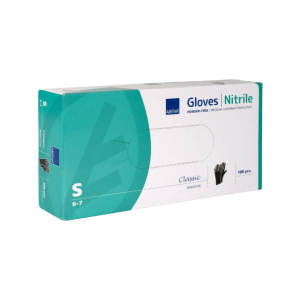 Rękawiczki nitrylowe bezpudrowe, czarne, rozmiar S (paczka 100 szt.)