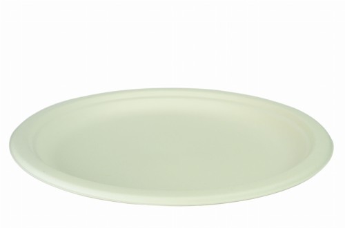 Talerz z trzciny cukrowej, biały, okrągły, fi 26 cm