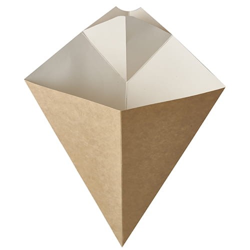 Rożek papierowy na frytki z miejscem na dip 21,5 x 27 cm, 300 ml