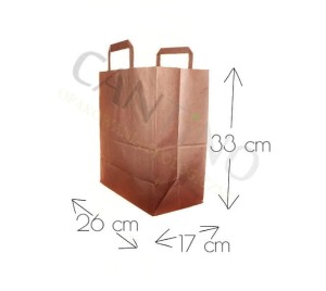 Torba papierowa, kraft - 26 x 17 x 33 cm (paczka 50 szt.)