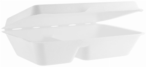 Opakowanie z trzciny cukrowej z pokrywką, dwudzielne 24,5 x 15,8 x 6,3 cm, 1000 ml