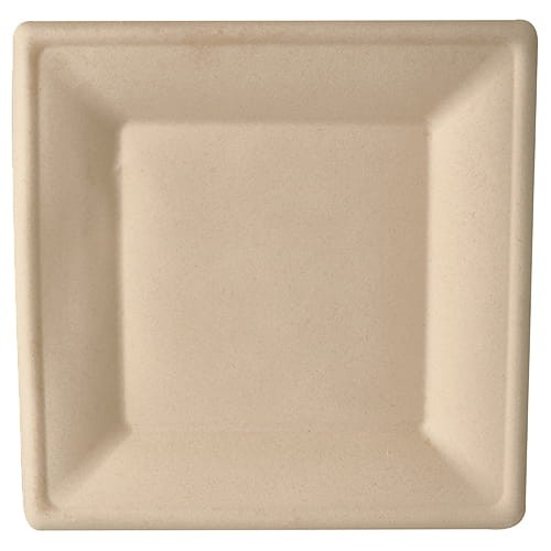 Talerz z trzciny cukrowej, kraft, 26 x 26 cm