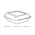 Opakowanie z trzciny cukrowej z pokrywką, 21,5 x 19,5 x 6,5 cm, 900 ml