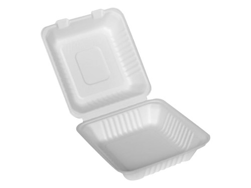 Opakowanie z trzciny cukrowej z pokrywką 20 x 20 x 7,5 cm