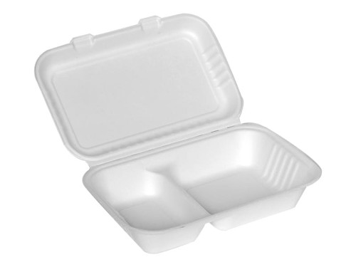 Opakowanie z trzciny cukrowej dwudzielne, z pokrywką - 25 x 16 x 7 cm, 1000 ml