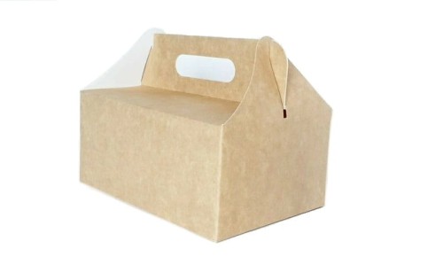Opakowanie na ciasto z uchwytem kraft 19 x 14 x 9 cm