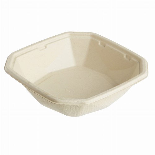 Miska z trzciny cukrowej brązowa, ośmiokątna 900 ml