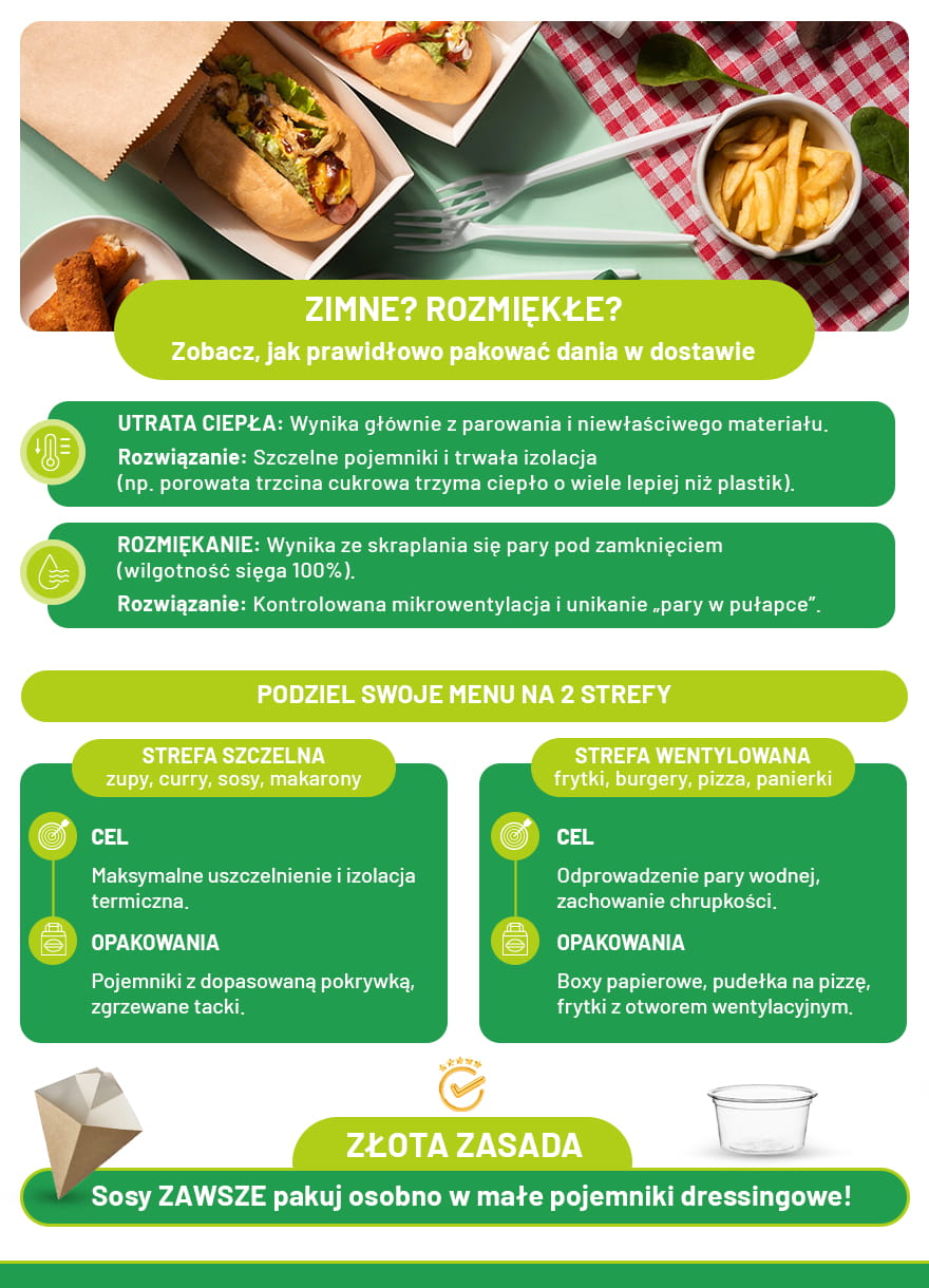 Zimne? Rozmiękłe? Zobacz, jak prawidłowo pakować dania w dostawie